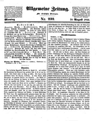 Allgemeine Zeitung Montag 20. August 1838