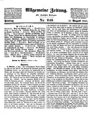 Allgemeine Zeitung Freitag 31. August 1838