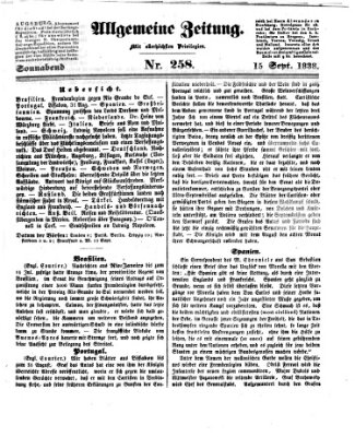 Allgemeine Zeitung Samstag 15. September 1838