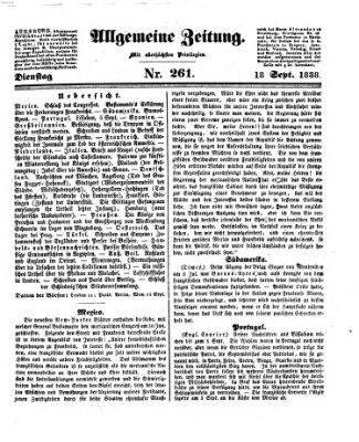 Allgemeine Zeitung Dienstag 18. September 1838