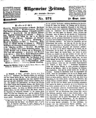 Allgemeine Zeitung Samstag 29. September 1838