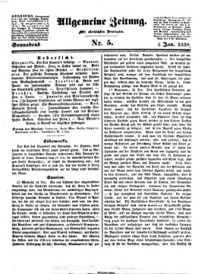 Allgemeine Zeitung Samstag 5. Januar 1839