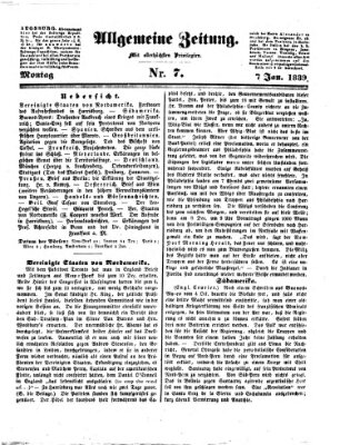 Allgemeine Zeitung Montag 7. Januar 1839