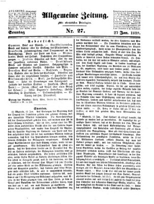 Allgemeine Zeitung Sonntag 27. Januar 1839