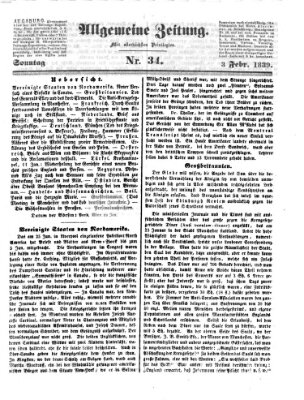 Allgemeine Zeitung Sonntag 3. Februar 1839