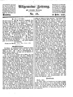 Allgemeine Zeitung Sonntag 10. Februar 1839