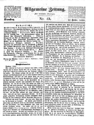 Allgemeine Zeitung Dienstag 12. Februar 1839