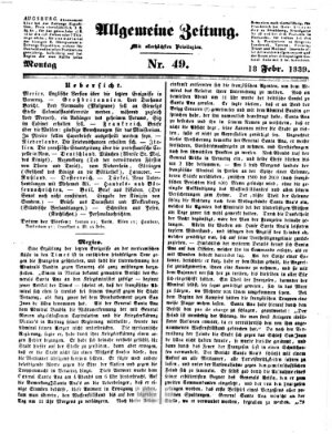 Allgemeine Zeitung Montag 18. Februar 1839