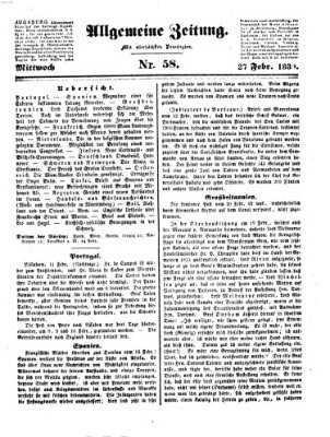 Allgemeine Zeitung Mittwoch 27. Februar 1839