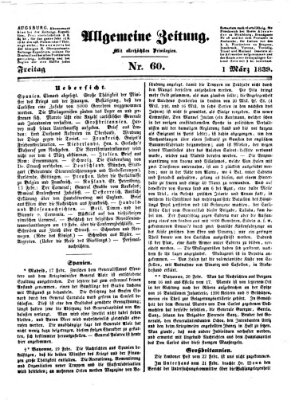 Allgemeine Zeitung Freitag 1. März 1839