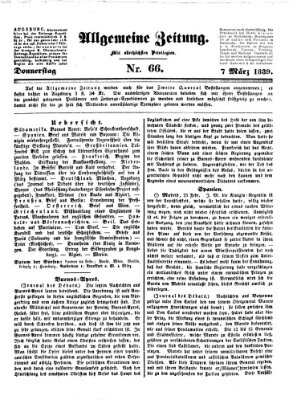 Allgemeine Zeitung Donnerstag 7. März 1839