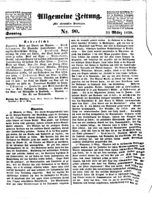 Allgemeine Zeitung Sonntag 31. März 1839