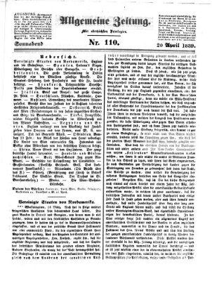 Allgemeine Zeitung Samstag 20. April 1839