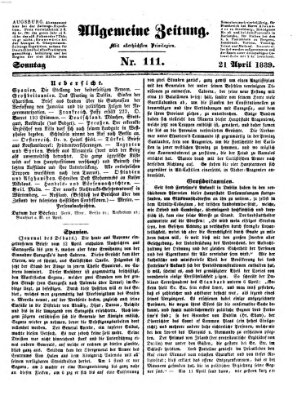 Allgemeine Zeitung Sonntag 21. April 1839