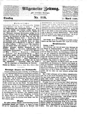 Allgemeine Zeitung Dienstag 23. April 1839