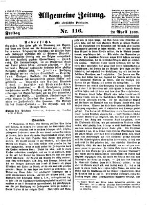 Allgemeine Zeitung Freitag 26. April 1839