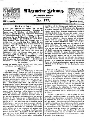 Allgemeine Zeitung Mittwoch 26. Juni 1839