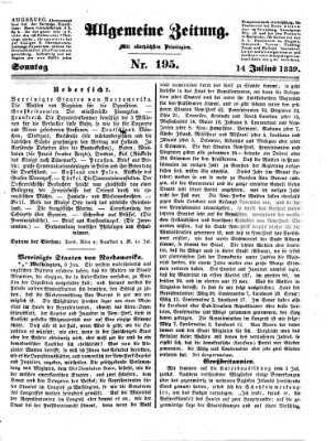 Allgemeine Zeitung Sonntag 14. Juli 1839