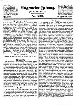 Allgemeine Zeitung Freitag 19. Juli 1839