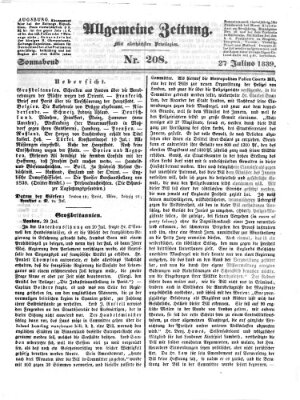 Allgemeine Zeitung Samstag 27. Juli 1839