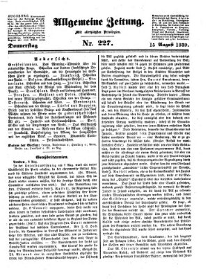 Allgemeine Zeitung Donnerstag 15. August 1839