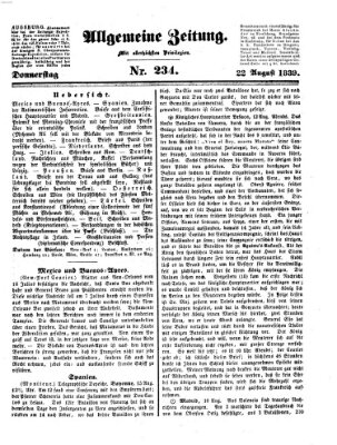 Allgemeine Zeitung Donnerstag 22. August 1839