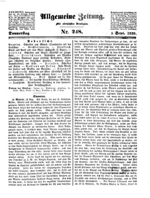 Allgemeine Zeitung Donnerstag 5. September 1839