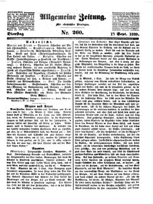 Allgemeine Zeitung Dienstag 17. September 1839