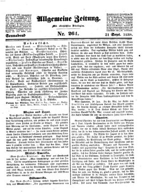 Allgemeine Zeitung Samstag 21. September 1839