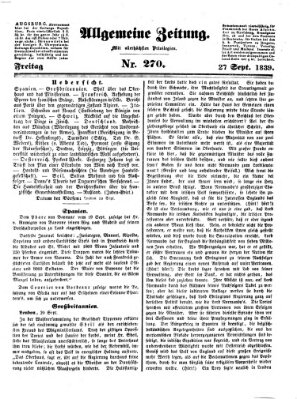 Allgemeine Zeitung Freitag 27. September 1839