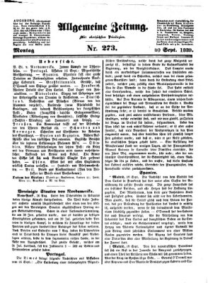 Allgemeine Zeitung Montag 30. September 1839