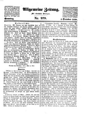 Allgemeine Zeitung Sonntag 6. Oktober 1839