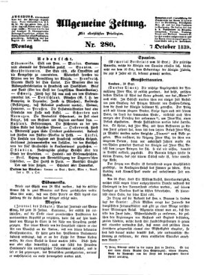 Allgemeine Zeitung Montag 7. Oktober 1839