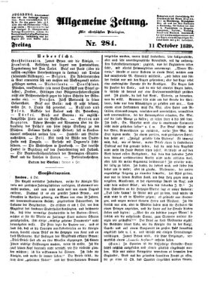 Allgemeine Zeitung Freitag 11. Oktober 1839