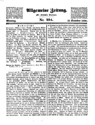 Allgemeine Zeitung Montag 21. Oktober 1839