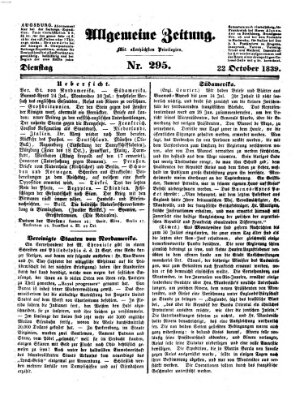 Allgemeine Zeitung Dienstag 22. Oktober 1839