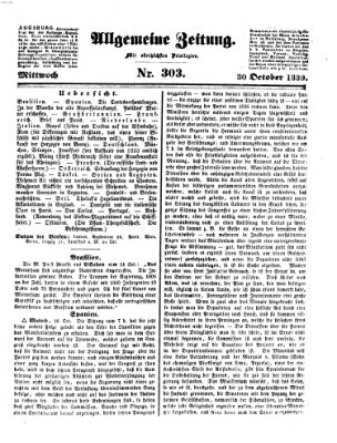 Allgemeine Zeitung Mittwoch 30. Oktober 1839