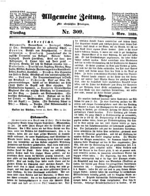 Allgemeine Zeitung Dienstag 5. November 1839