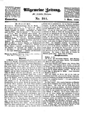 Allgemeine Zeitung Donnerstag 7. November 1839