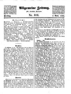 Allgemeine Zeitung Freitag 8. November 1839