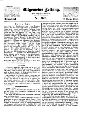 Allgemeine Zeitung Samstag 16. November 1839