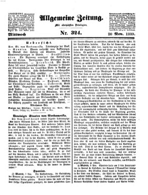 Allgemeine Zeitung Mittwoch 20. November 1839