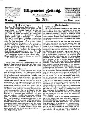 Allgemeine Zeitung Montag 25. November 1839