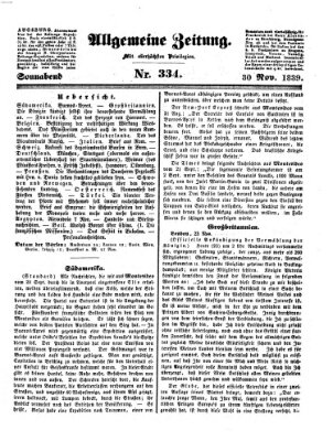 Allgemeine Zeitung Samstag 30. November 1839