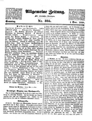 Allgemeine Zeitung Sonntag 1. Dezember 1839