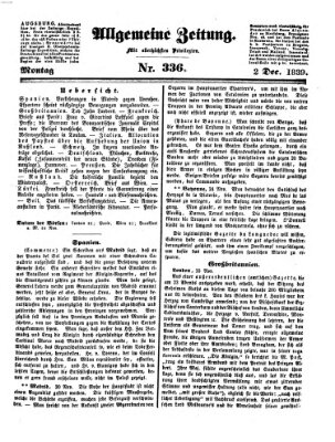 Allgemeine Zeitung Montag 2. Dezember 1839