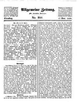 Allgemeine Zeitung Dienstag 17. Dezember 1839