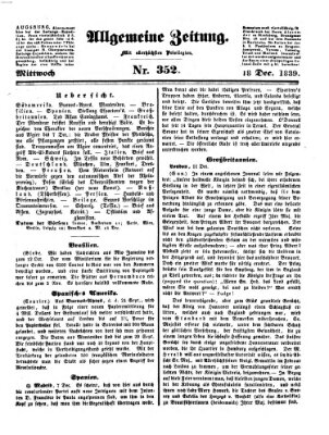 Allgemeine Zeitung Mittwoch 18. Dezember 1839