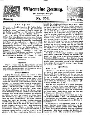 Allgemeine Zeitung Sonntag 22. Dezember 1839