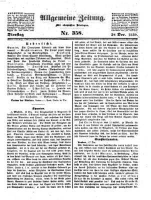 Allgemeine Zeitung Dienstag 24. Dezember 1839